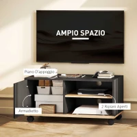 HOMCOM Mobile Porta TV fino 42"con Ruote e Freni, Armadietto e Ripiano Regolabile, 80x45x41 cm, Nero(m-4)
