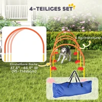 PawHut Behendigheidsset voor honden met 4 verstelbare deuren, draagtas, Geel en Oranje(m-4)