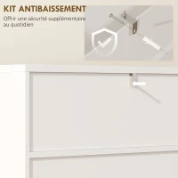 HOMCOM Móvel para banheiro, armário estreito 5 níveis, portas caneladas com fecho suave 60 x 31,8 x 93 cm branco(m-4)