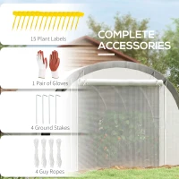 Outsunny 6 x 3(m) Polytunnel Greenhouse with Upgraded Structure, Mesh Door and Windows, 15 Plant Labels, White(m-8)