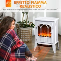 HOMCOM Camino da Terra Elettrico Potenza 1000W / 2000W con Effetto Fiamma Regolabile, 39x23x56.5cm, Bianco(m-4)