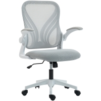 HOMCOM Cadeira de Escritório Ergonômica Cadeira de Malha Encosto Rebatível Braços Rebatíveis 73x62x101-111 cm Cinza