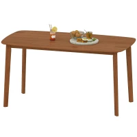 HOMCOM Mesa de jantar, estilo rústico, superfície envernizada, madeira, 150 x 80 cm, castanho(m-7)