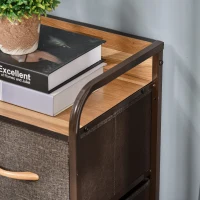 HOMCOM Commode Meuble de Rangement 5 tiroirs en Tissu 87,5 x 29 x 58 cm Marron et Beige(m-13)