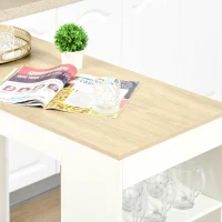 HOMCOM Table de bar pour 2 personnes, table haute mange debout avec 4 étagères ouvertes, 115x50x102,7cm, blanc et bois naturel(m-8)