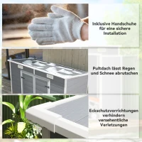 Outsunny Abrigo de jardim 2,4 x 1,3 m, Casa de jardim em plástico com piso, janela, portas fecháveis, para jardim, terraço, cinza(m-5)