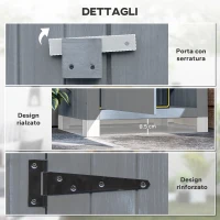 Outsunny Casetta Porta Attrezzi in Legno a 3 Mensole con Tetto Impermeabile in Bitume, 77.5x54.2x179.5 cm, Grigio(m-6)