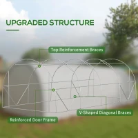 Outsunny 6 x 3(m) Polytunnel Greenhouse with Upgraded Structure, Mesh Door and Windows, 15 Plant Labels, White(m-4)