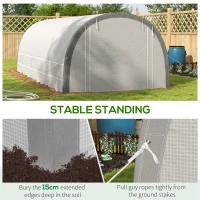 Outsunny 6 x 3(m) Polytunnel Greenhouse with Upgraded Structure, Mesh Door and Windows, 15 Plant Labels, White(m-7)