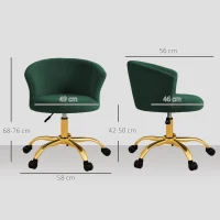 Vinsetto Cadeira de escritório, poltrona ergonômica regulável em altura, assento giratório, base em aço, verde(m-3)