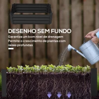Outsunny Conjunto de 2 Caixas de Plantio de Aço Caixa de Plantio Quadrada para Cultivos de Plantas Flores Pátio Exterior 100x50x30 cm Preto(m-5)
