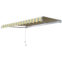 Outsunny Toldo de Braço Articulado Proteção Solar com Manivela Varanda Alumínio Amarelo Cinza 2,95 x 2,45 m(m-7)