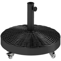 Outsunny Base para Sombrilla Pesada de 25 kg con Ruedas para Sombrillas de hasta Ø3 m y Postes de 32-48 mm Ø52x42 cm Negro(m-1)