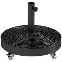 Outsunny Base para Chapéu de Sol Redonda Suporte para Chapéu de Sol com Rodas Peso 25 kg para Jardim Terraço Ø52x42 cm Preto