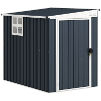Outsunny Casetta da Giardino in Acciaio 1.2x1.9 m con Porta Bloccabile e Prese d'Aria, Grigio Scuro