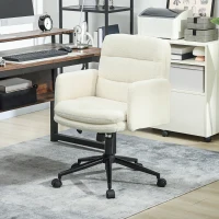 HOMCOM Cadeira de escritório, cadeira giratória com altura ajustável, função de reclinação, 61,5 x 65 x 91-101 cm, creme(m-2)