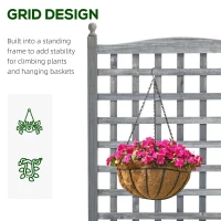 Outsunny Garden Planters with Trellis for Climbing Vines, Wood Raised Beds for Garden, Flower Pot, Indoor Outdoor, Grey(m-4)