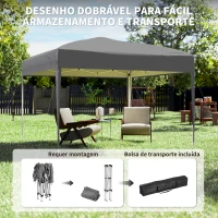 Outsunny Tenda Dobrável 3x3 m Tenda Pop-up de Jardim com Altura Ajustável e Saco de Transporte Tecido Oxford 210D Anti-UV Cinzento(m-5)