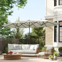 Outsunny Guarda-sol Oval Creme branco 440 x 256 cm(m-4)