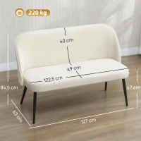 HOMCOM Sofá de 2 lugares, sofá estofado moderno com estrutura de metal e madeira, revestimento com aspeto de veludo, Beige(m-3)