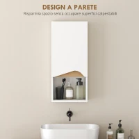 HOMCOM Pensile Bagno con Ripiano Aperto e Armadietto con Scaffale Regolabile, in Legno, 30x17x67 cm, Bianco e color Legno(m-4)
