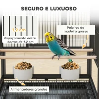 PawHut Gaiola para Pássaros com Rodas Painéis Acrílicos Comedouros Poleiros Prateleira Bandeja Amovível 48x46x83 cm Preto(m-5)