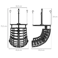 SPORTNOW Retorno da Bola de Basquetebol Sistema de Retorno da Bola Rotação a 360° 35,6x35,6x75,5 cm Preto(m-3)