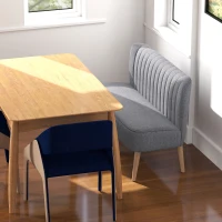 HOMCOM Sofá 2 lugares, sofá estofado com aspecto de linho, estrutura de madeira, para sala de estar e quarto, 117 cm, Cinza(m-5)