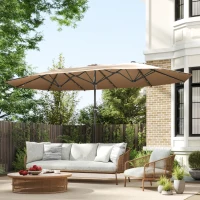 Outsunny Guarda-sol Oval Khaki 443 x 260 cm(m-4)