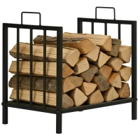 Outsunny Portalegna da Interno ed Esterno in Metallo con 2 Manici e Base Rialzata, 39x32.5x46cm, Nero(m-11)