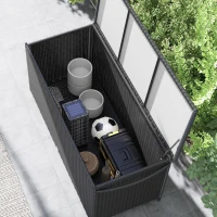 Outsunny Baú de Jardim em Rattan PE com Rodas e Pega Lateral, 121x57x67cm, Preto(m-5)