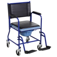 HOMCOM Cadeira de Rodas para Banho com Vaso Removível em Tubos de Ferro e PVC 87 x 57 x 92cm(m-1)