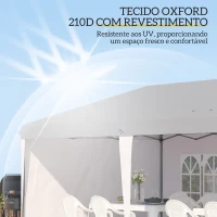 Outsunny Tenda Dobrável 6x3 m Pop-up com 4 Laterais Desmontáveis Tenda de Jardim com 2 Janelas Visíveis Saco de Transporte Branco(m-6)