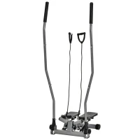 HOMCOM Stepper Fitness con Maniglia e Monitor LCD per Allenamento a Casa e Palestra, Argento(m-1)