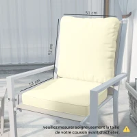 Outsunny Conjunto de 2 almofadas de assento com encosto, almofada de assento e encosto para exterior e interior, creme(m-3)