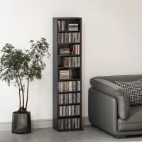 HOMCOM Estantes para CD e DVD 9 compartimentos e 6 prateleiras ajustáveis capacidade máx. 260 CD/120 DVD 33 x 24 x 140 cm preto(m-6)