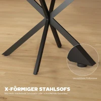 HOMCOM Ausziehbarer runder Esstisch für 4-6 Personen, 100-135 cm, Küchentisch mit X-förmigem Stahlsockel, Naturholz, Schwarz(m-7)