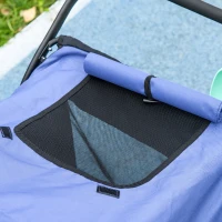 PawHut Carrinho para cães, dobrável, capota rebatível, almofada de descanso, estrutura de aço, Azul/Preto(m-4)