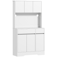 HOMCOM Credenza da Cucina Moderna con 4 Armadietti, 2 Cassetti e Ripiani Regolabili, 100x38x180 cm, Bianco