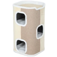 PawHut Torre de Arranhar para Gatos, Árvore para Gatos, 3 Níveis, Robusta, Pelúcia Macia, Refúgio, Bege(m-1)