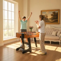 SPORTNOW Mesa de matraquilhos dobrável em madeira com 2 bolas 22 jogadores, 118 x 107,5 x 78 cm, castanho(m-5)