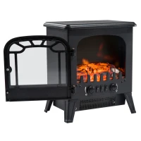 HOMCOM Camino Elettrico con Effetto Fiamma Regolabile, Caminetto Elettrico 925W/1850W con Temperatura Regolabile, Termostato, Protezione da Surriscaldamento, 36 x 25.5 x 41.5cm, Nero(m-10)