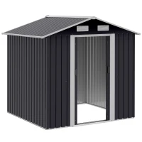 Outsunny Capanno da Giardino 2x1.5x1.9m in Acciaio Zincato, Doppia Porta Scorrevole e 4 Prese d'aria(m-1)