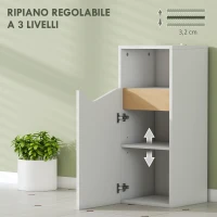 HOMCOM Mobiletto Bagno con Armadietto con Anta Ammortizzata e Vano Aperto, 30x30x71.5 cm, Bianco e Legno(m-5)