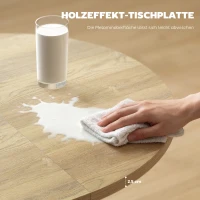 HOMCOM Ausziehbarer runder Esstisch für 4-6 Personen, 100-135 cm, Küchentisch mit X-förmigem Stahlsockel, Naturholz, Schwarz(m-6)