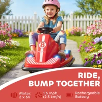 AIYAPLAY Kids Bumper Car, 360° Rotation Spin Electric Walzer Car with LED Lights, Music for Ages 3-8 Years Old, Red(m-4)