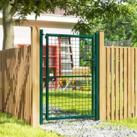 Outsunny Portão de jardim em aço 97 x 175 cm portão de jardim com fechadura, chaves e maçaneta, verde(m-4)