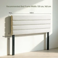 HOMCOM Cabeceira de Cama 140 cm Altura Ajustável em 3 Níveis 106/116/126 cm Estofada em Linho Bege(m-3)