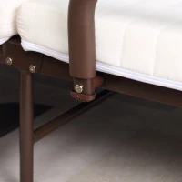 HOMCOM Folding Bed with Mattress, Single Guest Bed, Portable Fold Bed with Adjustable Backrest, Metal Frame on Wheels, White, 190 x 76 cm(m-9)