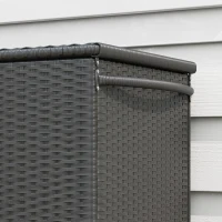 Outsunny Baú de Jardim em Rattan PE com Rodas e Pega Lateral, 121x57x67cm, Preto(m-4)